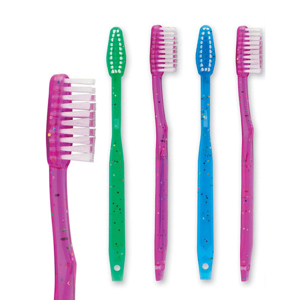 Bottles N Bags Kids Prepasted Toothbrushes Individually Wrapped - Bubblegum Disposable Toothbrushes with Sparkles (36 Pack)