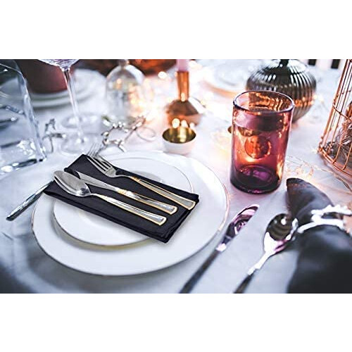 Ploymono Black Black Heavy Duty Clows - 17 x 17 inch Solid Solid Polyester Cina ?erve?ele - set de 8 ?erve?ele cu margini cu ochiuri - excelent p 2