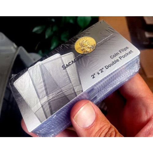 100 Pack Double Pocket 2x2 Unplasticized Vinyl Flips Safe for Long Term Coin Storage 1