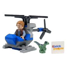 LEGO Jurassic World: Owen with Helicopter and Baby Raptor Blue