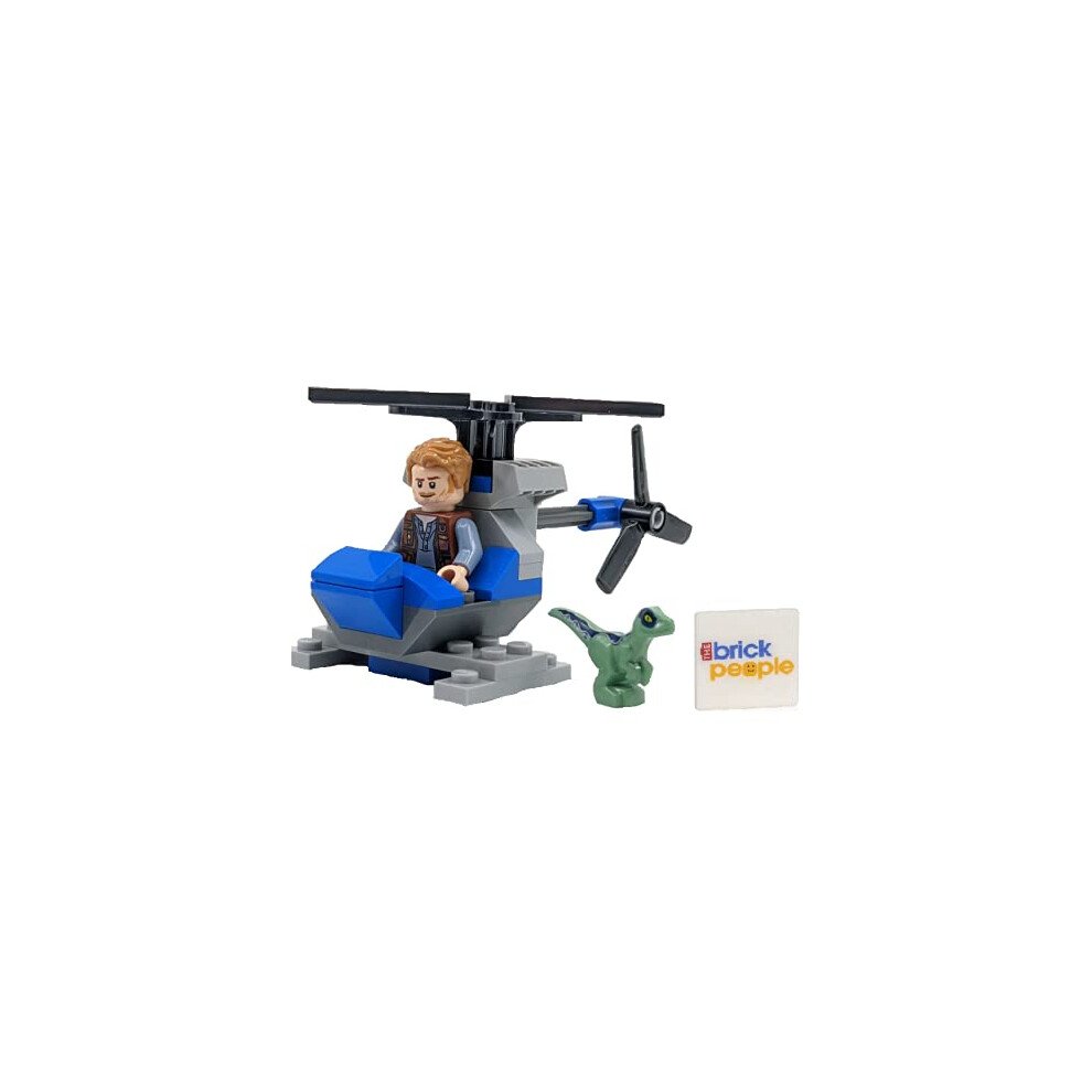 Lego Jurassic World: Owen With Helicopter And Baby Raptor Blue