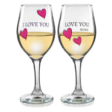 BANBERRY DESIGNS His en Hers Wijnglas Set - I Love You, Love You More - Set van 2