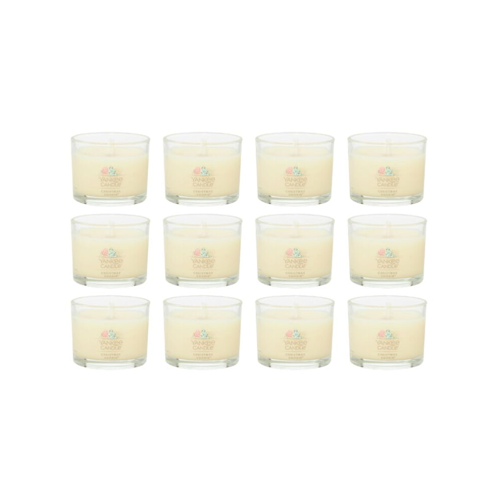 Yankee Candle Signature Votive Mini Candle Jar  Christmas Cookie Scent  Natural Soy Wax Blend Candle with Natural Fiber Wick  1.3 OZ Glass Jar (Pack o