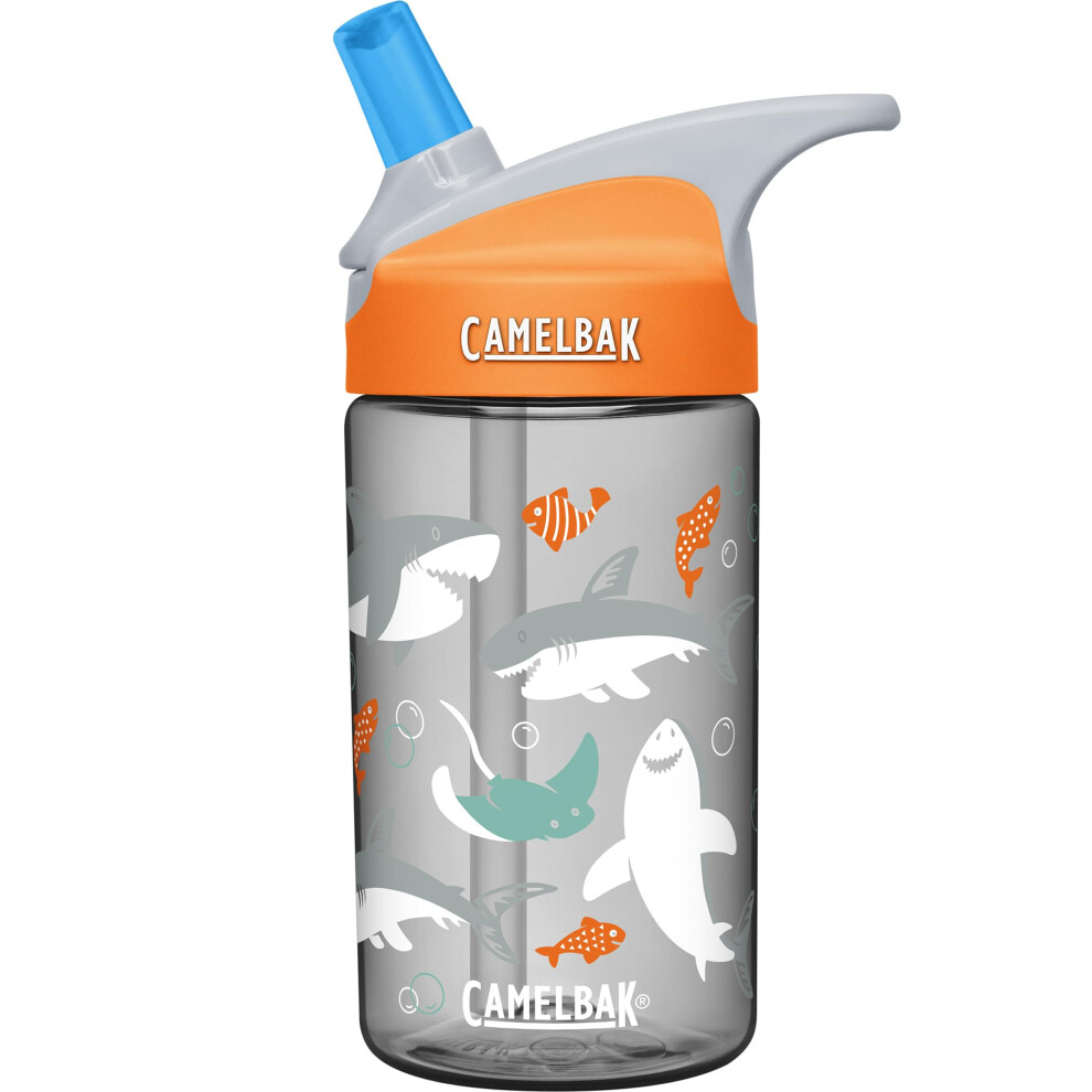CamelBak eddy Kids Water Bottle - CamelBak Kids Big Bite Valve - Spill Proof - Water Bottle For Kids - BPA-Free Water Bottle - 12oz  Sharks