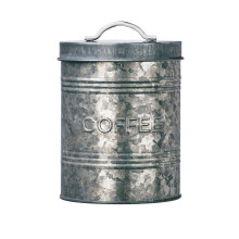 Amici Home Rustic Kitchen Coffee Metal Canister | Conteneur de stockage en metal galvanise avec poignee | Capacite de 76 onces | Clanie de cafe a