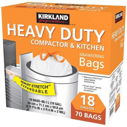 Kirkland Signature Kirkland Signature Compactor Kitchen Trash Bag with Gripping Drawstring Secure Full Size 2