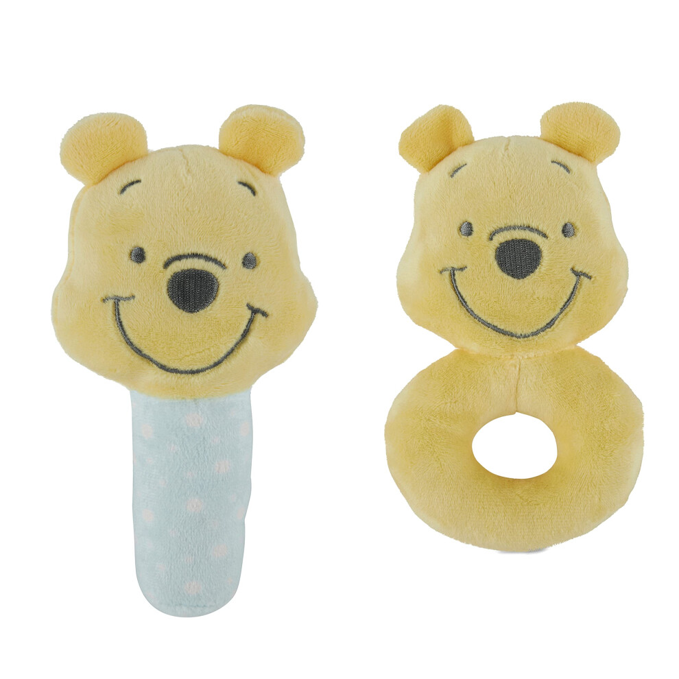 Disney Winnie The Pooh, Set Di 2 Sonagli Assortiti In Peluche, Morbido E Coccoloso, Sonaglio Integrato Per Stimolazione Sensoriale, Colori Vivaci E Dettagli Intricati-image
