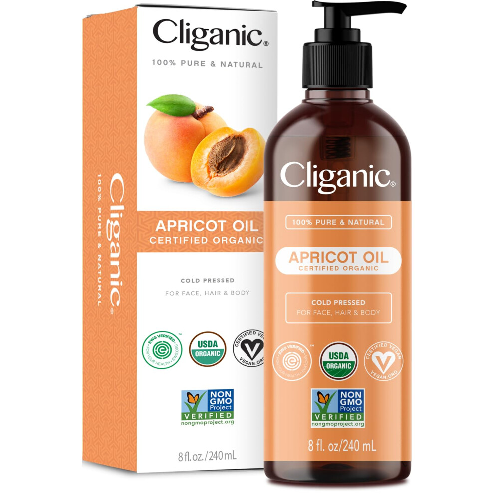 Cliganic Bio-Aprikosen L, 100 % Rein (237 Ml) F R Haut, Haare Und Gesicht | Nat Rlich, Kaltgepresst, Unraffiniert-image
