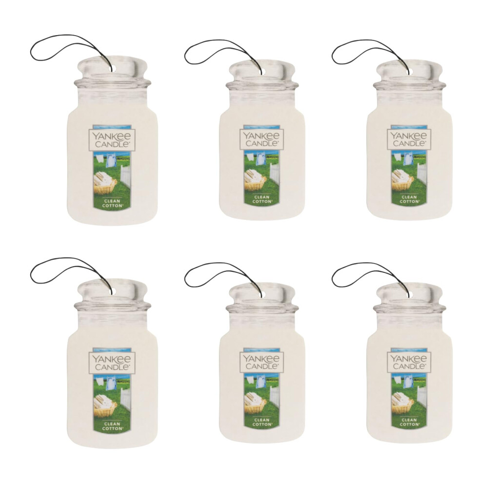 Yankee Candle Paper Car Jar  Clean Cotton (Pack of 6)