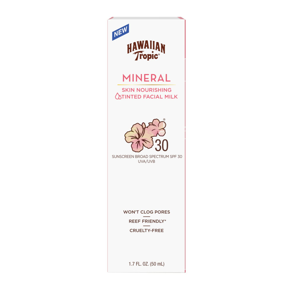 Hawaiian Tropic Mineral Sun Milk Face Sunscreen Lotion  SPF 30  1.7oz