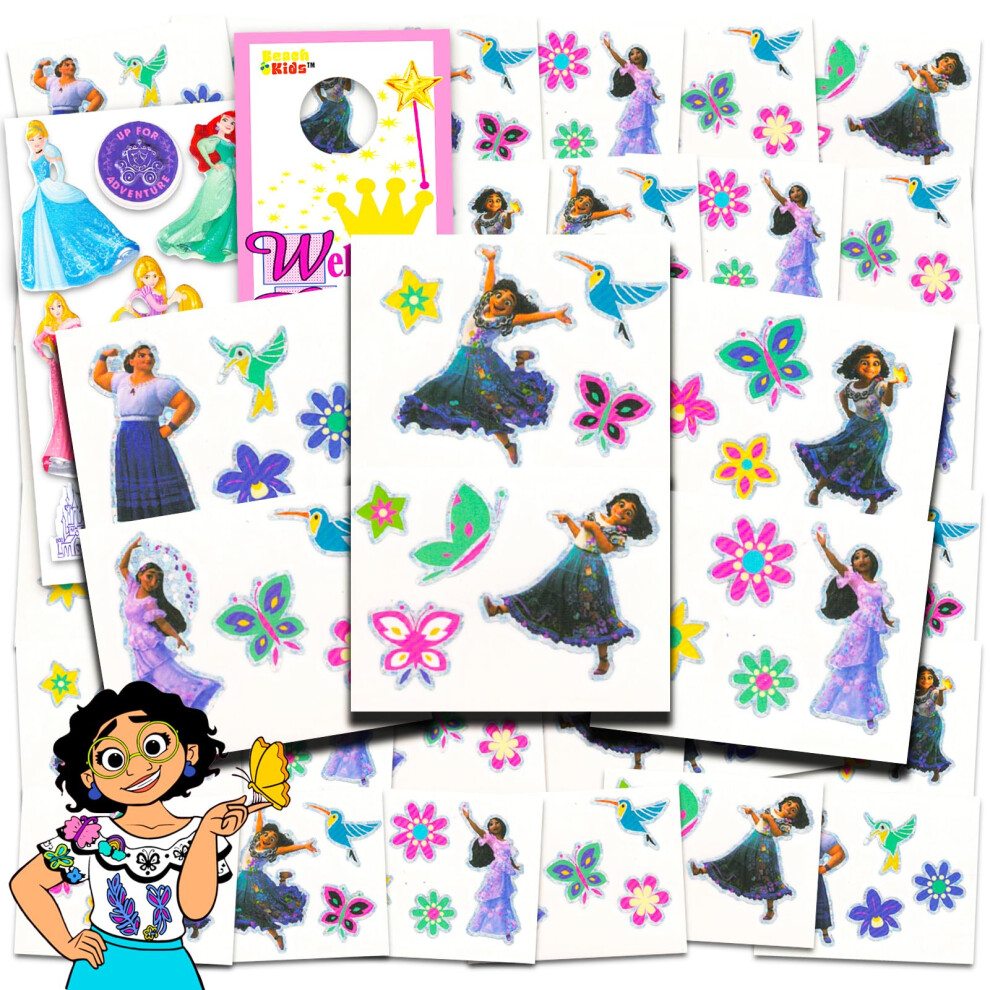 Encanto Temporary Tattoo Set - Encanto Party Favors Bundle - 96 Temporary Tattoos for Goodie Bags and More Plus Bonus Stickers | Disney Party Supplies