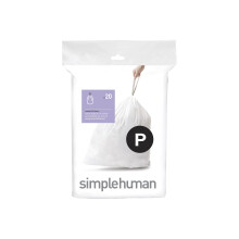 simplehuman Code P Custom Fit Drawstring Trash Bags 50 -60 L / 13-16 Gallon 1 Refill Pack (20 Count)