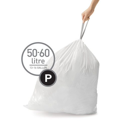 simplehuman Code P Custom Fit Drawstring Trash Bags  50 -60 L / 13-16 Gallon  1 Refill Pack (20 Count) 1
