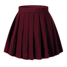 Beautifulfashionlife - Gonne corte plissettate da festa in stile anime giapponese (L, rosso vino)