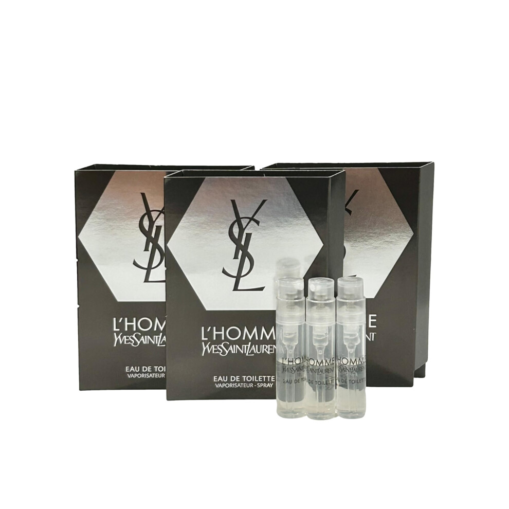 YVES SAINT LAURENT Sample Perfume MEN YSL Men L'Homme EDT Spray Trial Size Partially Filled Vials 1.2 ml / 0.04 fl oz (set of 3)  Black