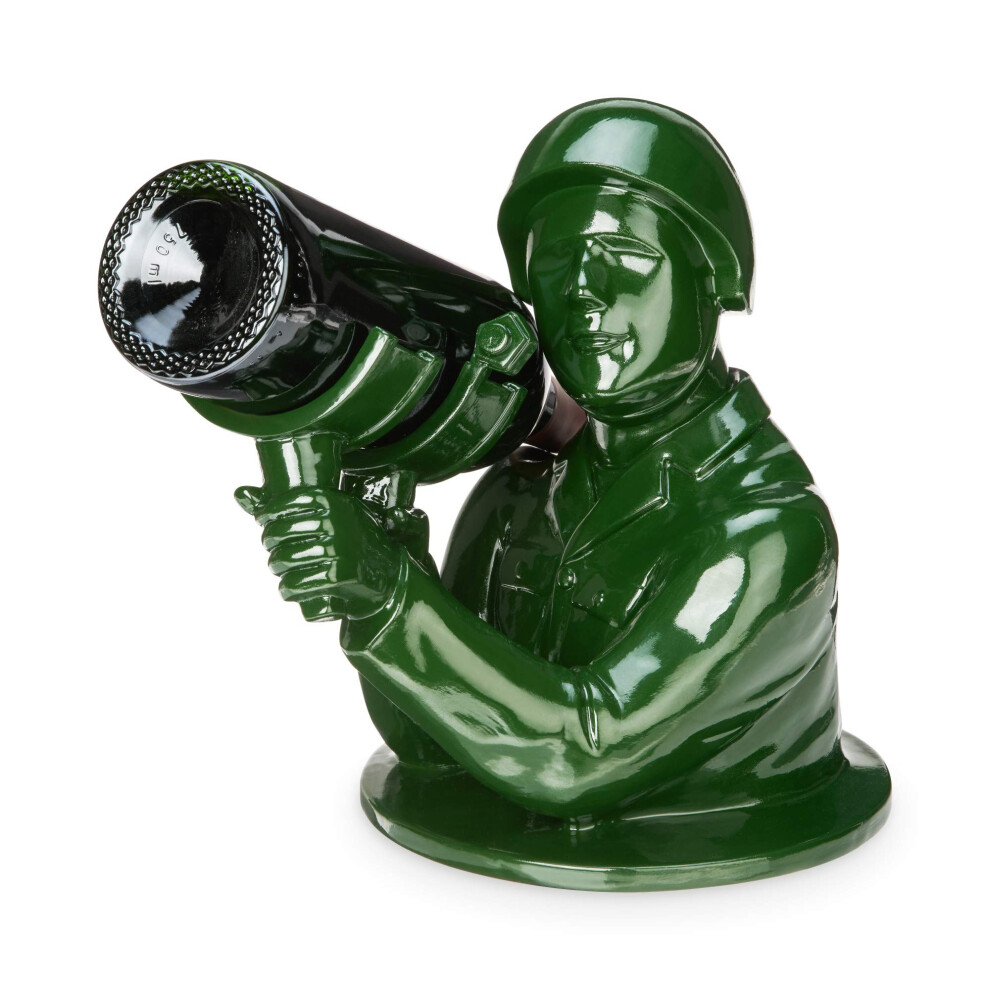 Foster & Rye Army Man Bottle Holder  Polyresin Large Drinking Wine Bottle Holder Man  Army Decorative Tabletop Wine Rack  Holds 1 Bottle  Green-image-OPC-PGDNDBD-NEW
