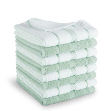 KitchenAid Albany Dishcloth 8 Pack Set Pistachio/White 12""""x12""""