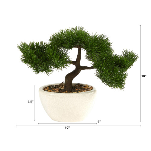 Nearly Natural 10in. Τεχνητό Δέντρο Bonsai Κέδρου σε Διακοσμητικό Γλάστρα, Πράσινο 1