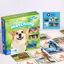 72 (36 Pairs) Spanish English Bilingual Animal Memory Matching Game with Reusable Custiomizable Cards Instruction Language Learning Games for Kids -Ea