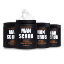 Body Prescriptions Body Scrub per uomo - Confezione da 4 Scrub esfoliante definitivo infuso con mogano. Bagnoschiuma per uomo in barattolo con ta