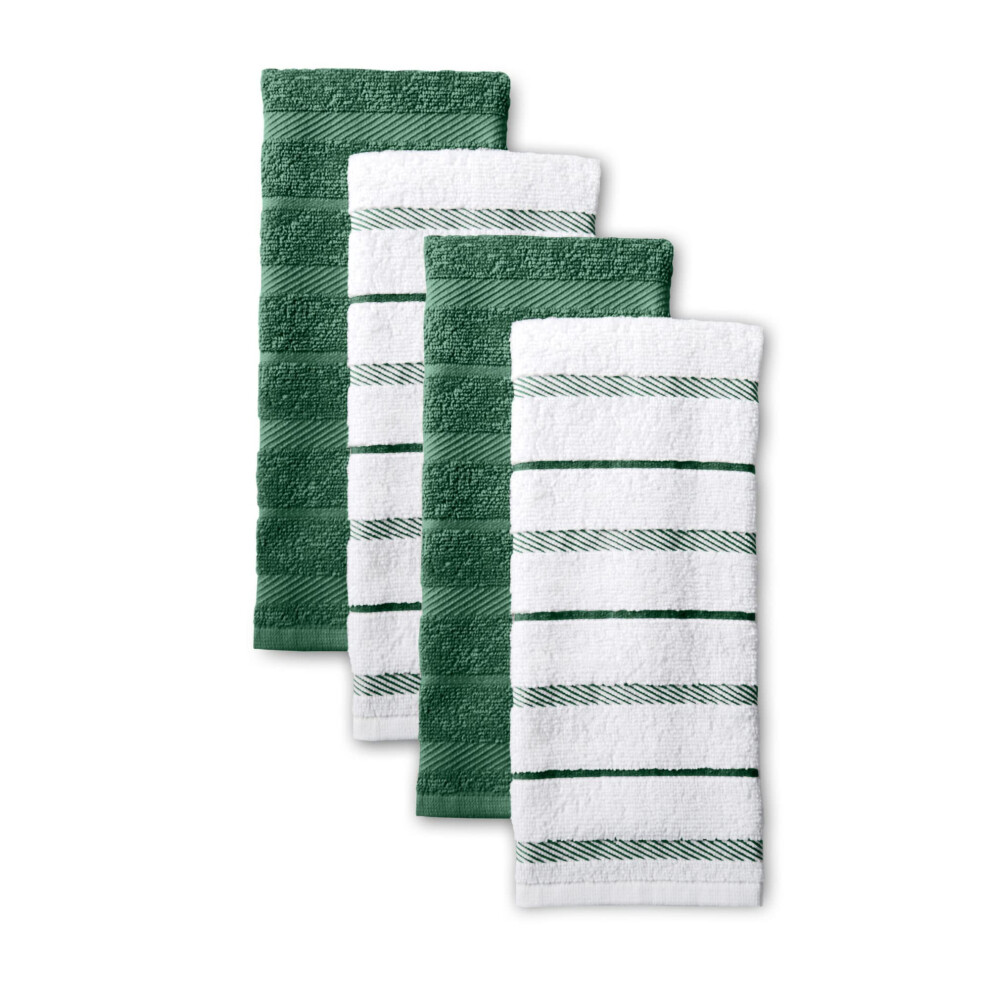 KitchenAid Albany Kitchen Towel 4-Pack Set  Dark Green/White  16""""x26