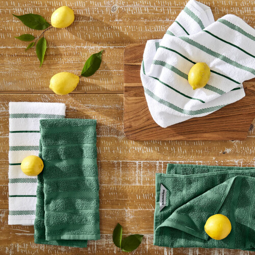 KitchenAid KitchenAid Albany Kitchen Towel 4-Pack Set  Dark Green/White  16""""x26"""" 1