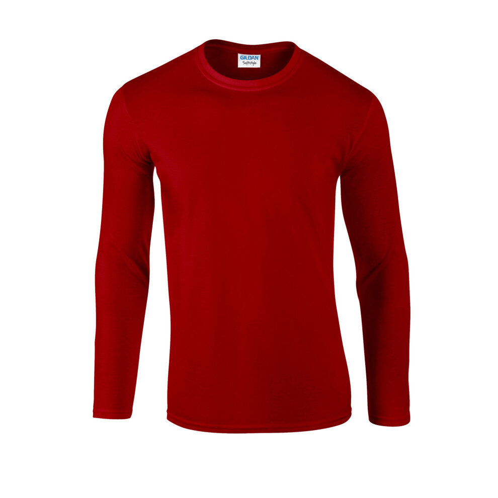 (3XL, Red) Gildan Unisex Adult Softstyle Plain Long-Sleeved T-Shirt