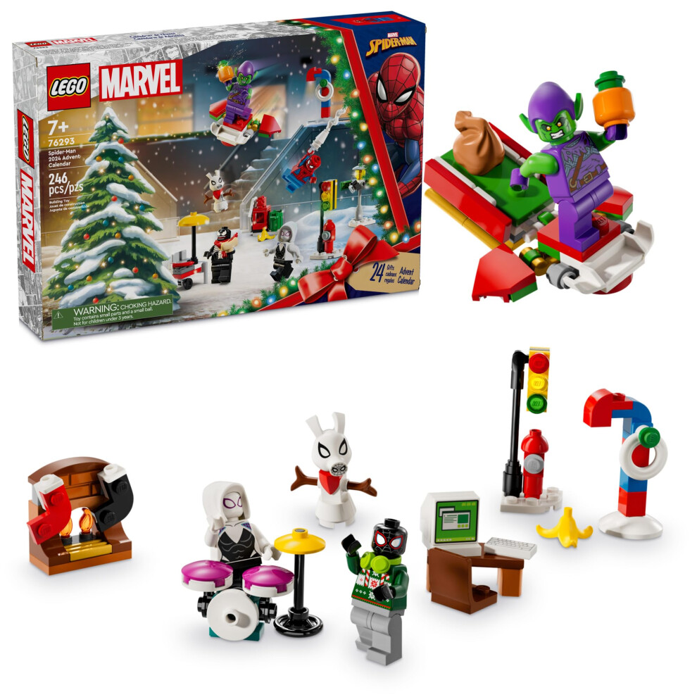 LEGO Marvel Spider-Man 2024 Advent Calendar for Kids  Fun Seasonal Spider-Man Toy with Small Buildable Super Hero Models  Marvel Holiday Countdown Gif