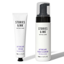 Stories & Ink Tattoo Care | Aftercare Duo Regimen - Aftercare Cream + Aftercare Foam Cleanser Soothes & Repairs Fresh Tattoos Fragrance-free Vegan