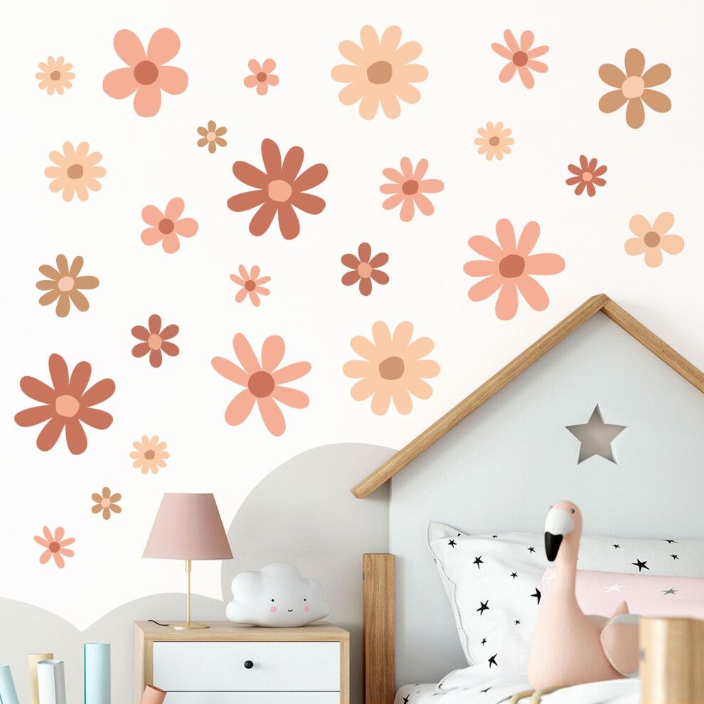 12 Sheets Daisy Wall Decals Boho Flower Wall Stickers Cute Kids Girls Room Decor Peel And Stick Floral Decals Toddler Nursery Playroom Living Room Bed Sondeng