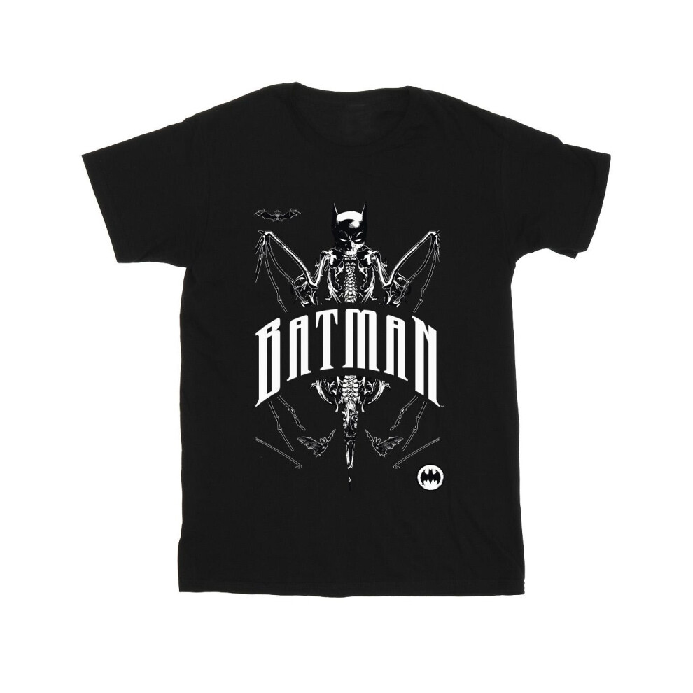 (L, Black) Batman Mens Bat Skeleton Cotton T-Shirt