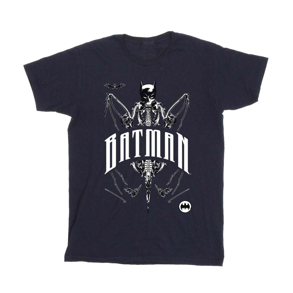 (XL, Navy Blue) Batman Mens Bat Skeleton Cotton T-Shirt