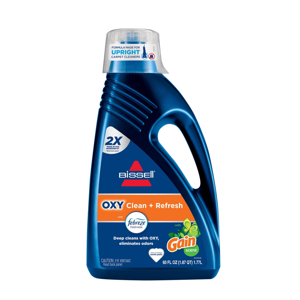 Bissell OXY Clean + Refresh with Febreze Original Gain Scent Formula (60oz)  Upright Carpet Cleaner Formula for Capets  Upholstery & Stairs
