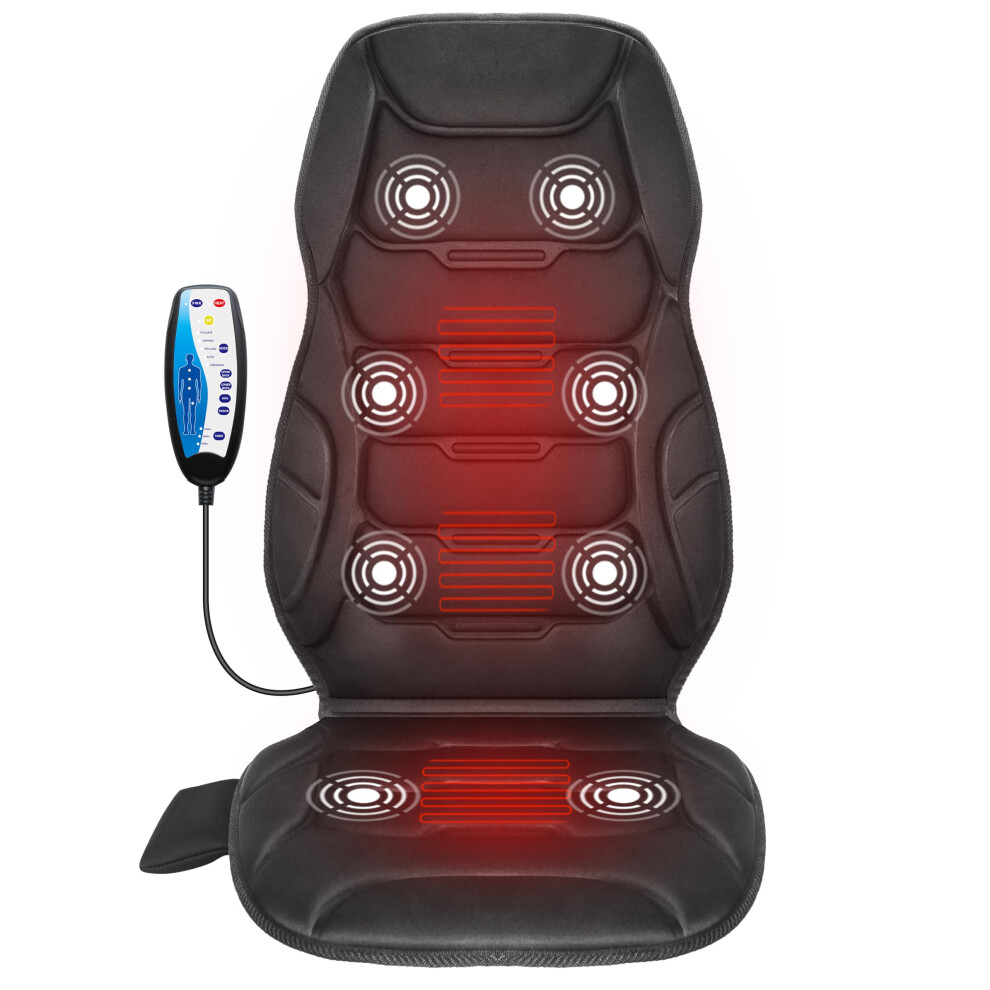 Comfier Back Massager With Heat Vibration Massage Seat Cushion With 8 Massage Nodes & 5 Modes Adjustable Chair Massager Pad For Home Office Heated