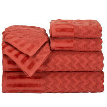 Lavish Home 6-teiliges Baumwoll-Deluxe-Plsch-Badetuch-Set  Chevron-gemustertes Plsch-geformtes Spa, luxurise dekorative Krperhand- und Gesichtsh