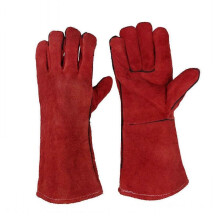 Heavy Duty Large Leather Heat Resistant Lined Welders Gauntlets Gloves for Wood Stove Log Burner BBQ, Gardening Gloves for Men