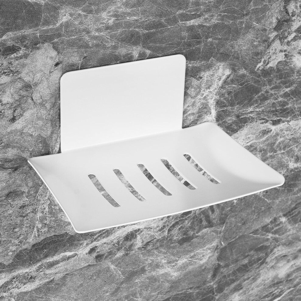 Soap Dishes for Bathroom  Bar Soap Holder with Self Draining Tray  Soap Tray for Shower Wall  5 Slot Self-Adhesive Soap Container (White)-image-OPC-PH569TD-NEW