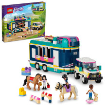 Rimorchio per spettacoli equestri LEGO Friends 41722, giocattolo a forma di cavallo per bambine e bambini dagli 8 anni in su, con 2 cavalli, SUV,