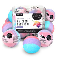 Hallu Unicorn Gro   e Badebombe, Duft: Mango, Pfirsich und Vanille, 140 g, 8 St   ck