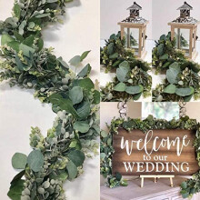FLORLAB 6.2 Ft Long Faux Eucalyptus Garland - Wedding Arch Summer Garland - Eucalyptus Garland Greenery - Green Garland Decor- Lambs Ear Garland - Mag