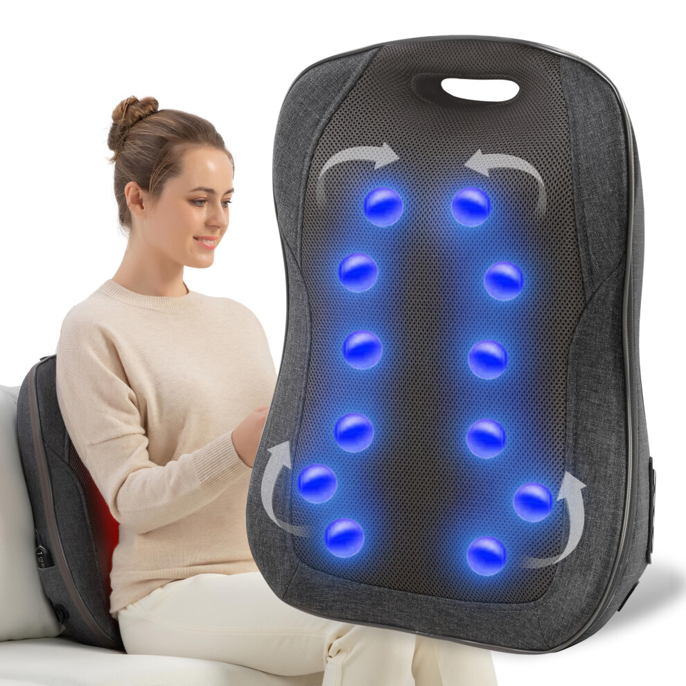 Coococo Massaggiatore Per La Schiena Con Calore, Cuscino Massaggiante 3D Per Impastare I Tessuti Profondi Per Schiena, Vita, Gambe, Gambe, Rilassamento Dei Piedi, Percussioni E Shiatsu, Massaggiatore-image