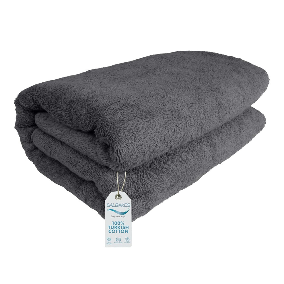 SALBAKOS - Drap de bain turc haut de gamme, 100 % coton turc, absorbant et ultra confortable, pour h   tel et spa | 101 x 203 cm (gris)