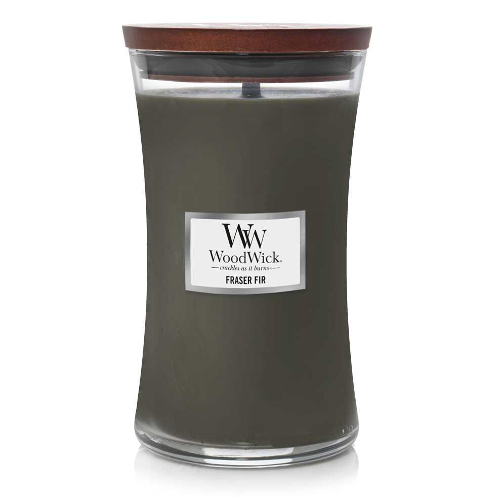 Woodwick Large Hourglass Candle Fraser Fir - Premium Soy Blend Wax Pluswick Innovation Wood Wick Made In Usa