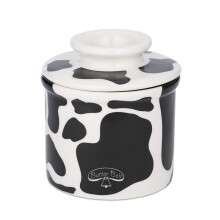Butter Bell - Den originale Butter Bell crock af L Tremain en bordplade fransk keramisk sm?rfadsholder til sm?rbart sm?rko-m?nster sort/hvid