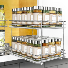 LYNK PROFESSIONAL Pull Out Spice Rack Organizer for Inside Kitchen Cabinets - 8-1/4 inch Wide - Slide Out Drawer - Chrome Sliding Spice Cabinet O