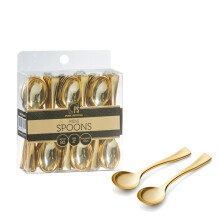 Gold Plastic Mini Dessert Spoons Disposable Tiny Gold Spoons for Appetizers Tasting Posh Setting 4 inch 80 Count