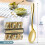 Gold Plastic Mini Dessert Spoons  Disposable Tiny Gold Spoons for Appetizers Tasting Posh Setting  4 inch 80 Count 4