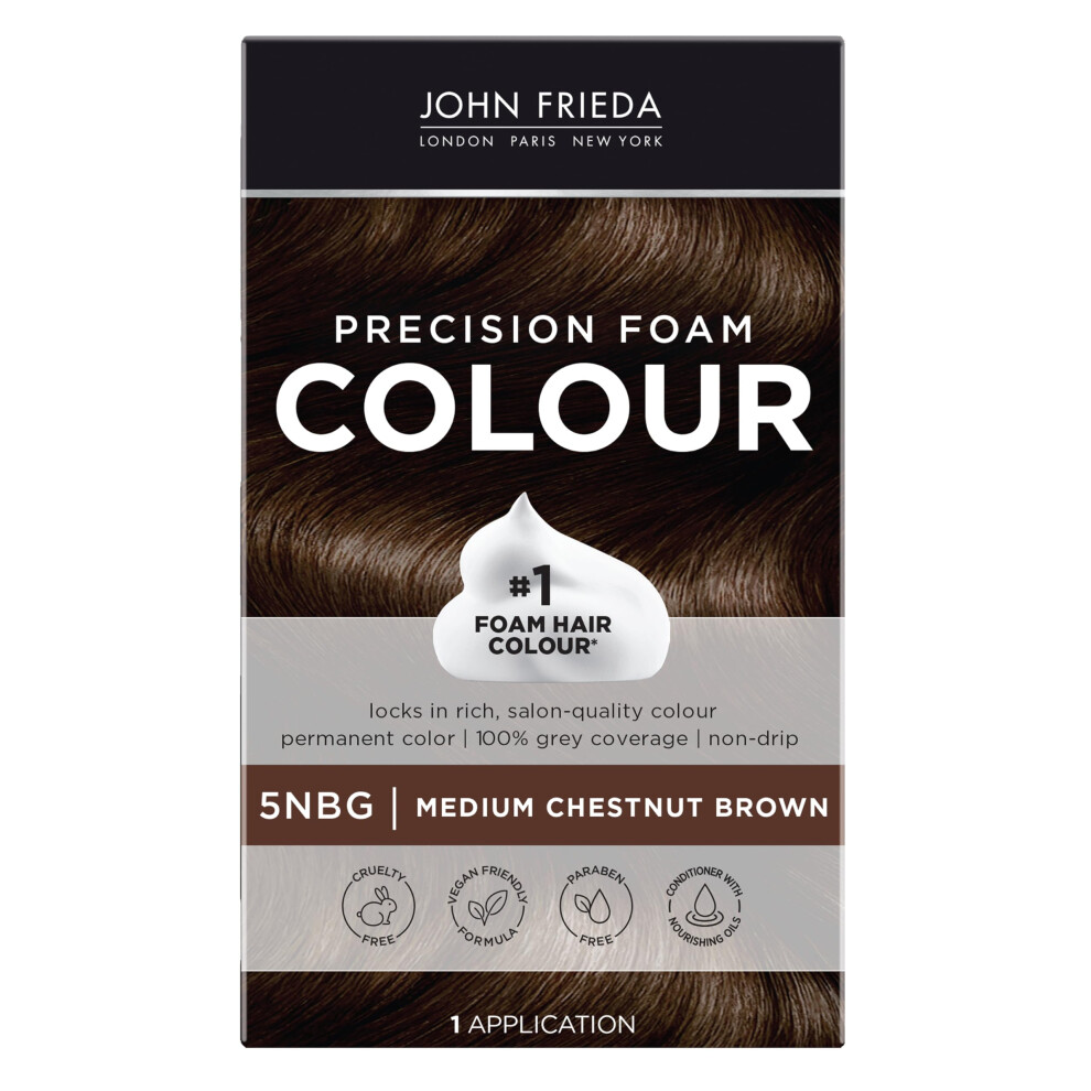 John Frieda Precision Foam Permanente Haarfarbe In 5NBG Mittelkastanienbraun-image