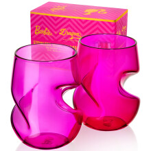 Dragon Glassware x Barbie wijnglazen - 16 oz magenta & roze wijnglazen, set van 2 - steelloos met vingerinkepingen - belucht op natuurlijke wijze