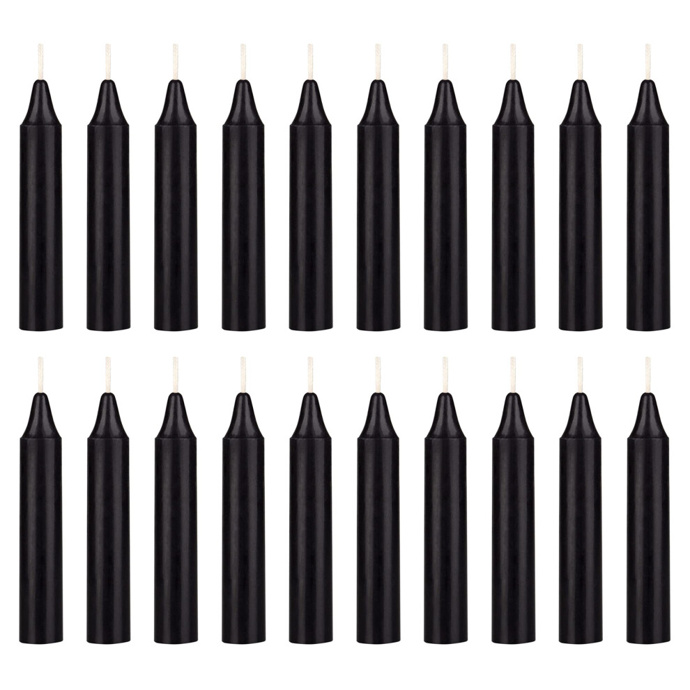 Mega Candles 20 pcs Unscented Black Exquisite Mini Taper Candles  4 Inch Tall x 3/4 Inch Diameter  Supreme Chimes  Enchantment  Rituals  Casting Spell-image-OPC-PH56C8B-NEW